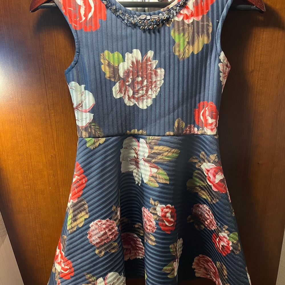 Hannah Banana Navy Floral Kids Dress